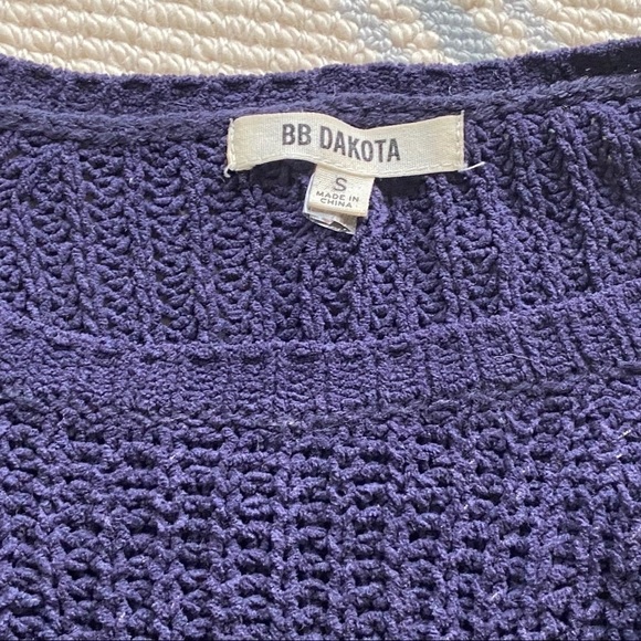 BB Dakota Navy Blue Lowman Rib Knit Lightweight Crewneck Sweater Size Small - Picture 4 of 9